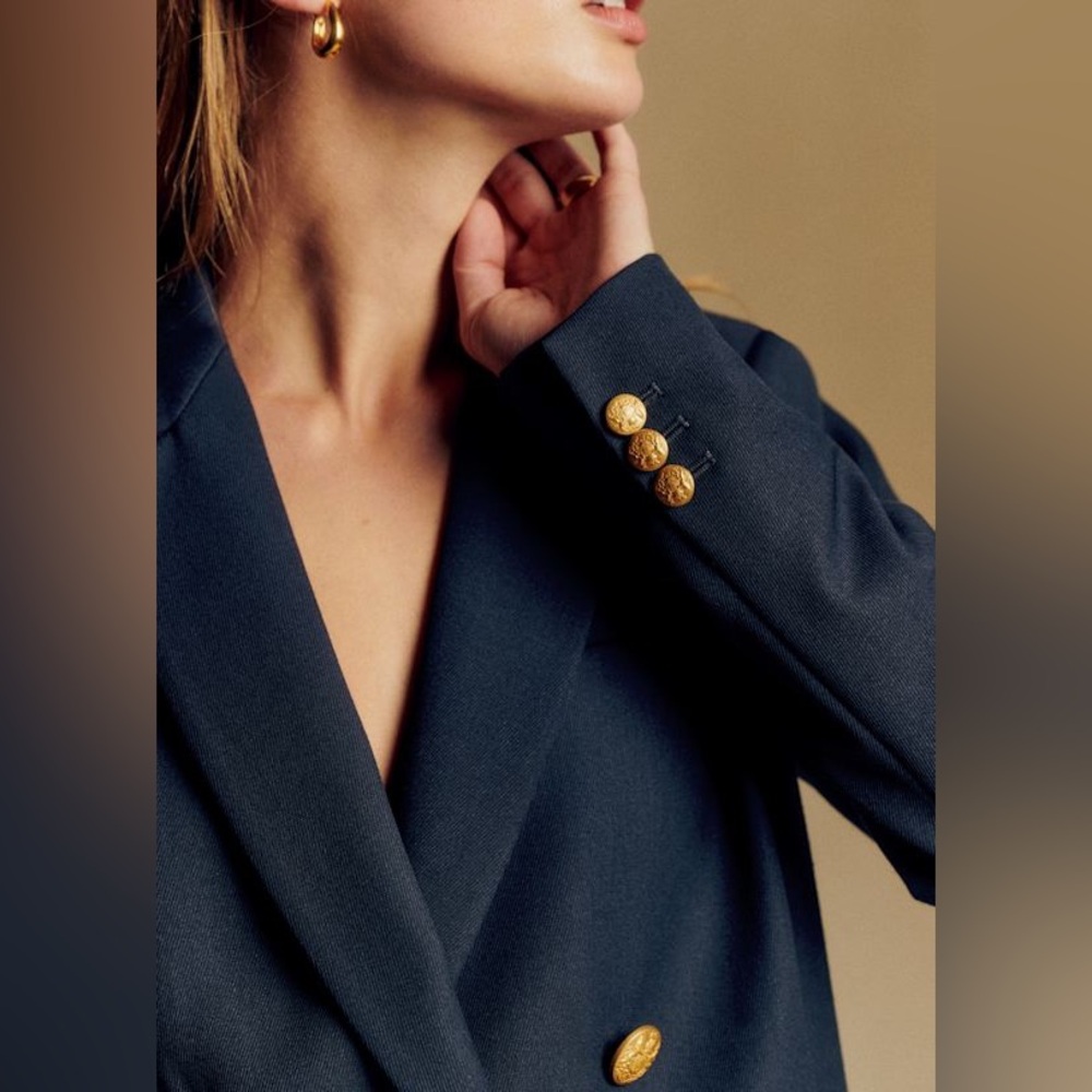 Sézane Michelle Jacket in Navy | FR 34 | US 2 - Picture 3 of 16